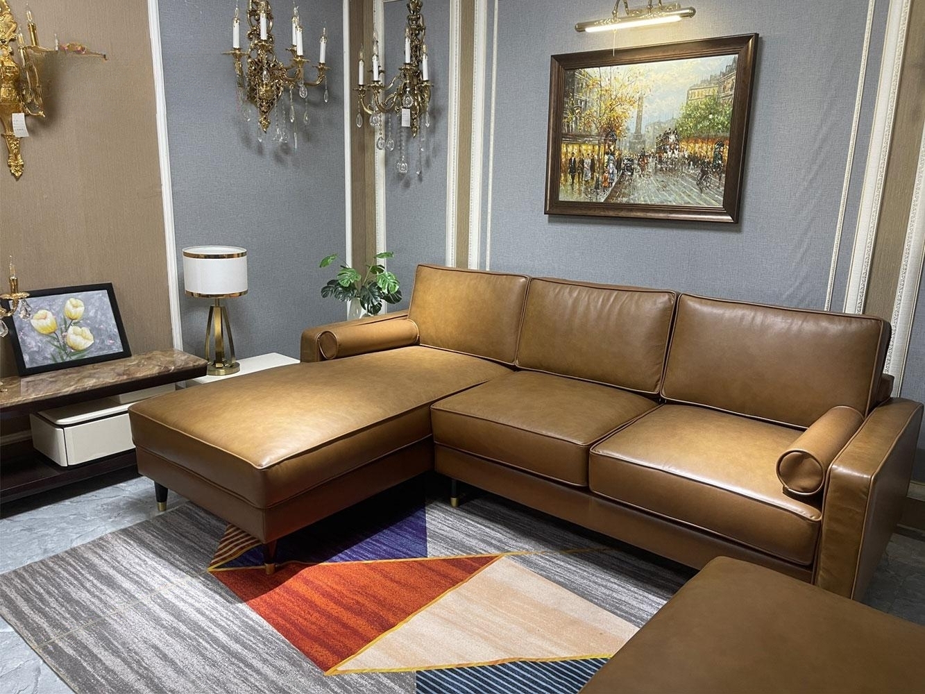 Sofa băng da bò Italy Juno sofa màu vàng SFBCT14 2m1 hàng cao cấp chuẩn da bò nhập khẩu Ý