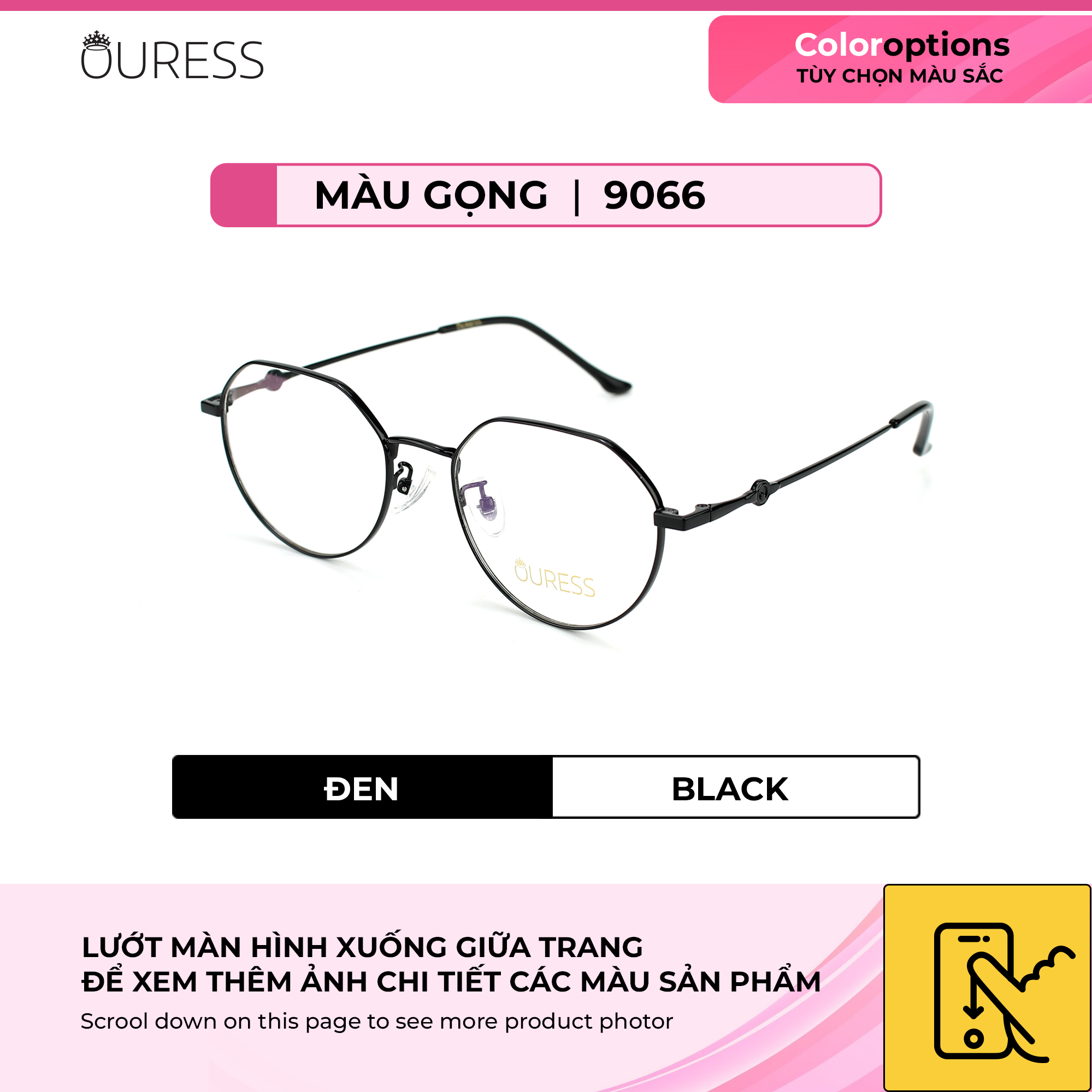 Gọng kính titanium 9066 T8036 thời trang nam nữ cao cấp siêu nhẹ siêu bền OURESS