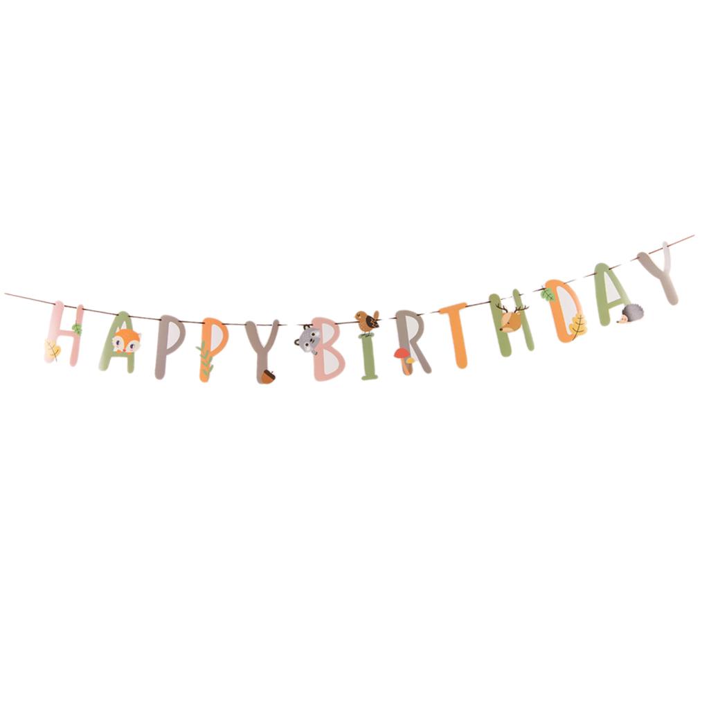 Cute Animal HAPPY BIRTHDAY Bunting Banner Kid Baby Birthday Party Decoration