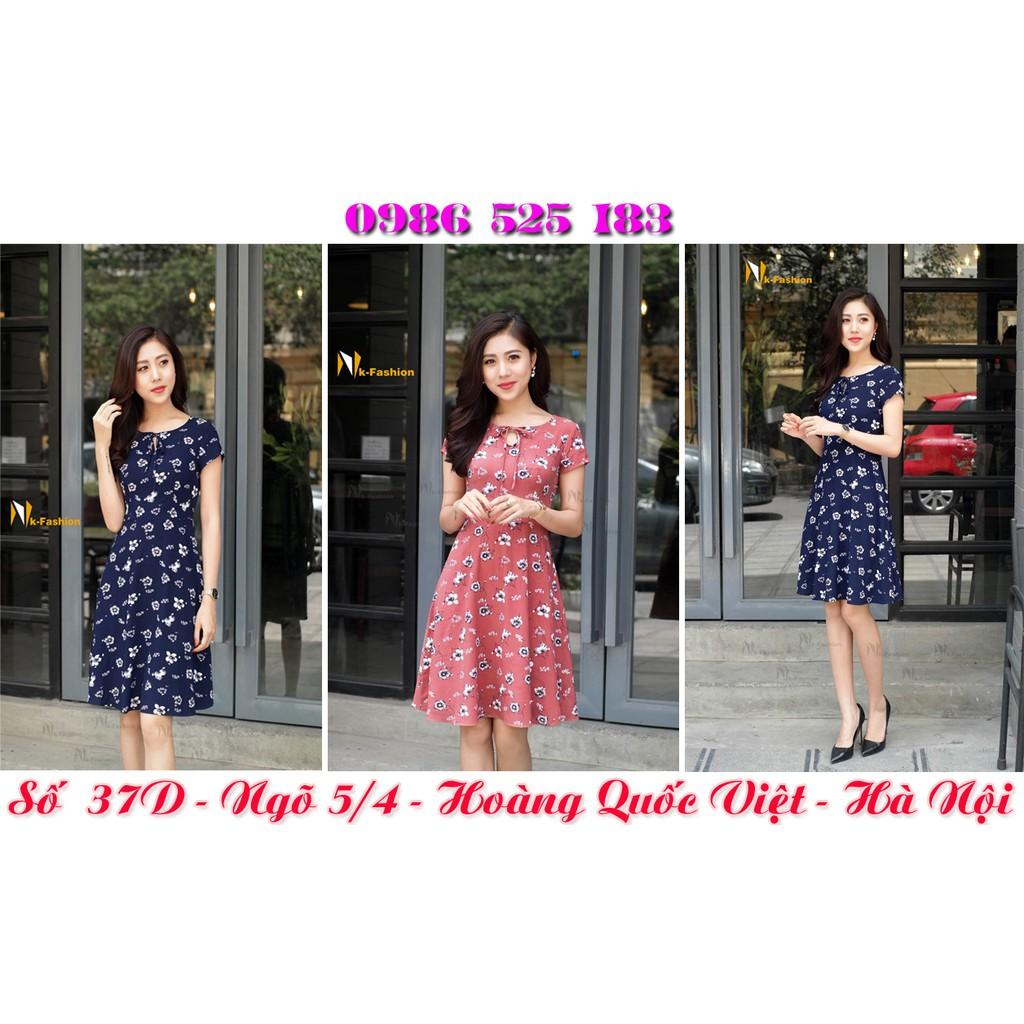 Đầm hoa thắt nơ cao cấp V65