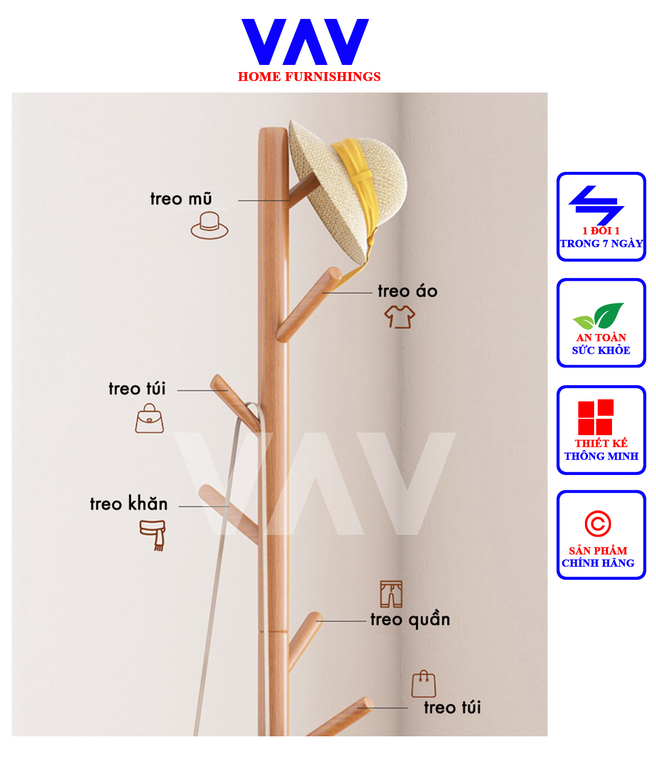 Cây treo quần áo gỗ phong cách Bắc Âu