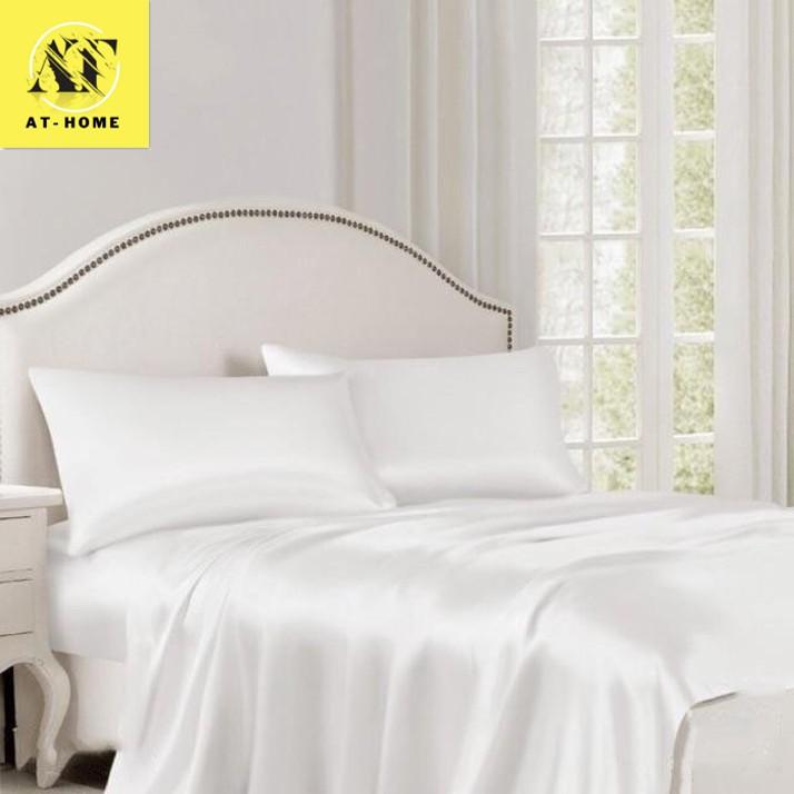 Drap Giường Ga Giường Lẻ Phi Lụa Thương hiệu LAN PHAM BEDDING Mát Mịn - Màu Trắng