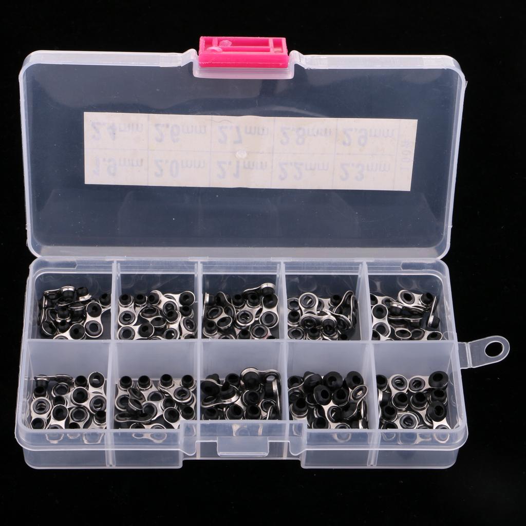 100Pcs/box Fishing Rod Guides Building Fishing Rod Eye Ring Rod Repair Kit