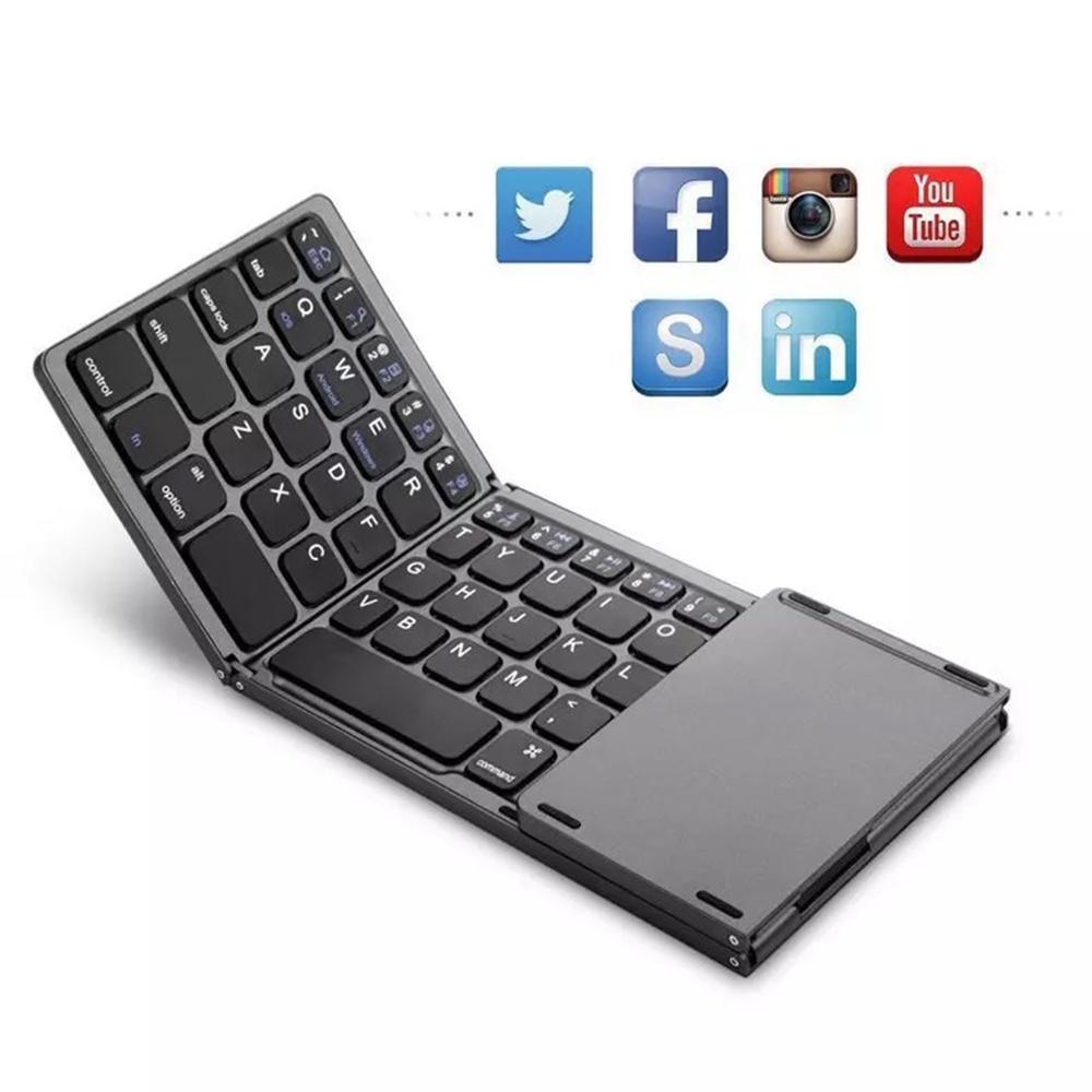Bàn Phím Bluetooth Không Dây Mini Gấp Gọn Có Chuột Cảm Ứng Cho Android Ios Windows Pc Tablet Điện Thoại