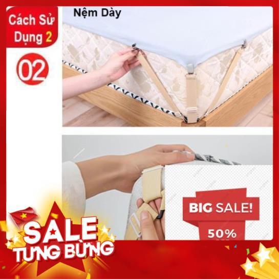 COMBO 4 DÂY kẹp ga giường - kẹp drap giường nệm giữ cố định chống xê dịch tụt góc