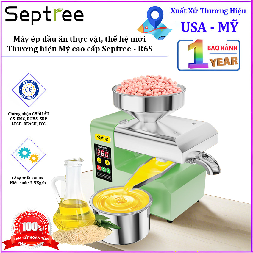 HÀNG NHẬP KHẨU - Máy ép dầu ăn thực vật, thế hệ mới. Thương hiệu Mỹ cao cấp Septree - R6S