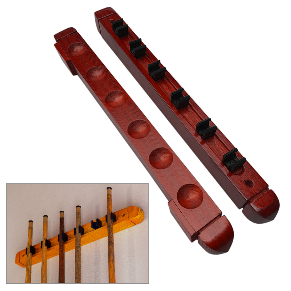 Giá đỡ bi-a bằng gỗ cứng treo tường với 6 lỗ