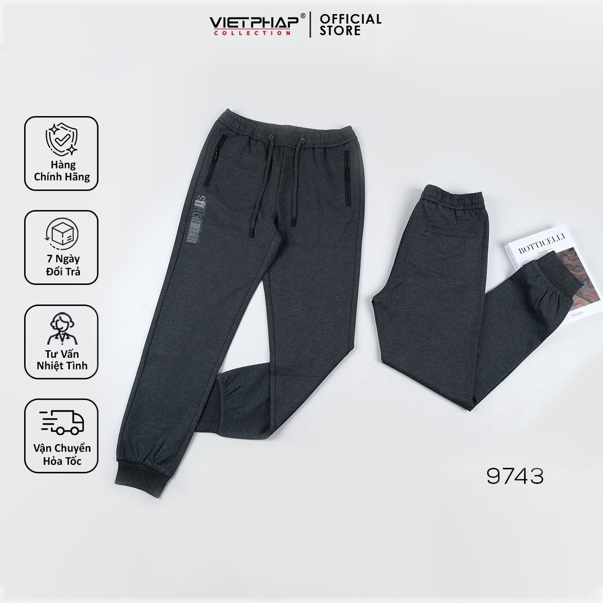 Quần Jogger Thun Cao Cấp VIỆT PHÁP/ Chất liệu cotton co dãn thoải mái sang trọng cạp chun bo 9743