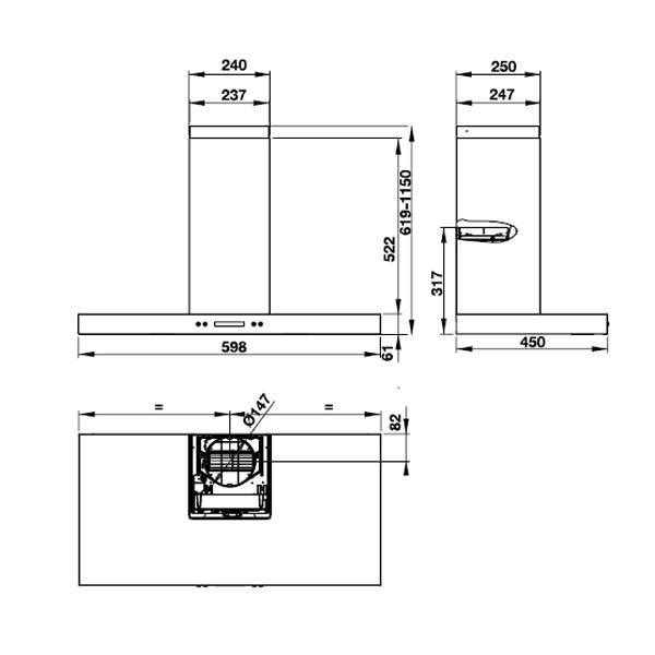 MÁY HÚT MÙI GẮN TƯỜNG HH-WI60B HH-WI60B -Hàng chính hãng (539.81.173)