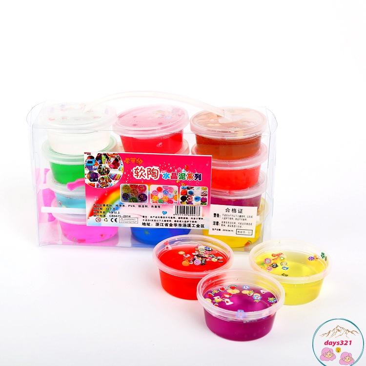 Lốc 12 hộp Slime Đồ chơi slam charm hoa quả vỏ sò kim tuyến