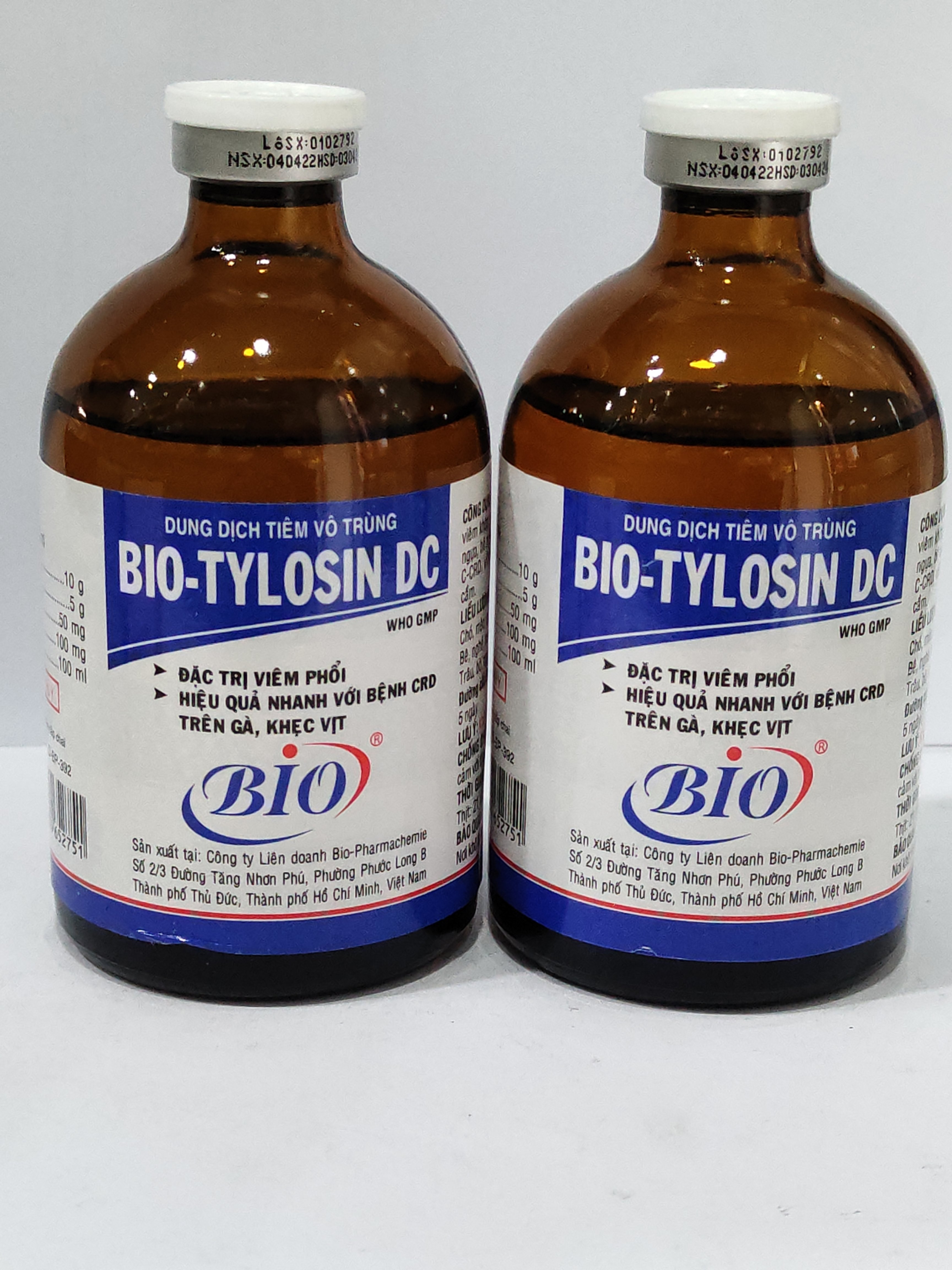 BIO TYLOSIN DC 100ml Dung dịch tiêm vô trùng đặc trị viêm phổi, bệnh CRD trên gà khẹc vịt