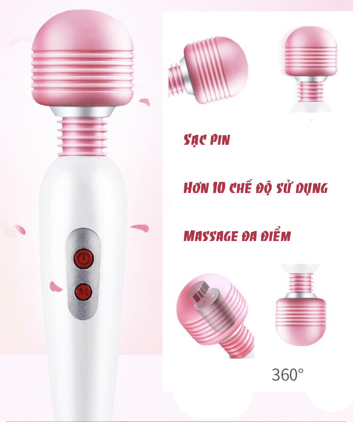 Máy Massage Cầm Tay Thư Giãn Giảm Căng Cơ 12 Chế Độ Sử Dụng Dùng Sạc Pin