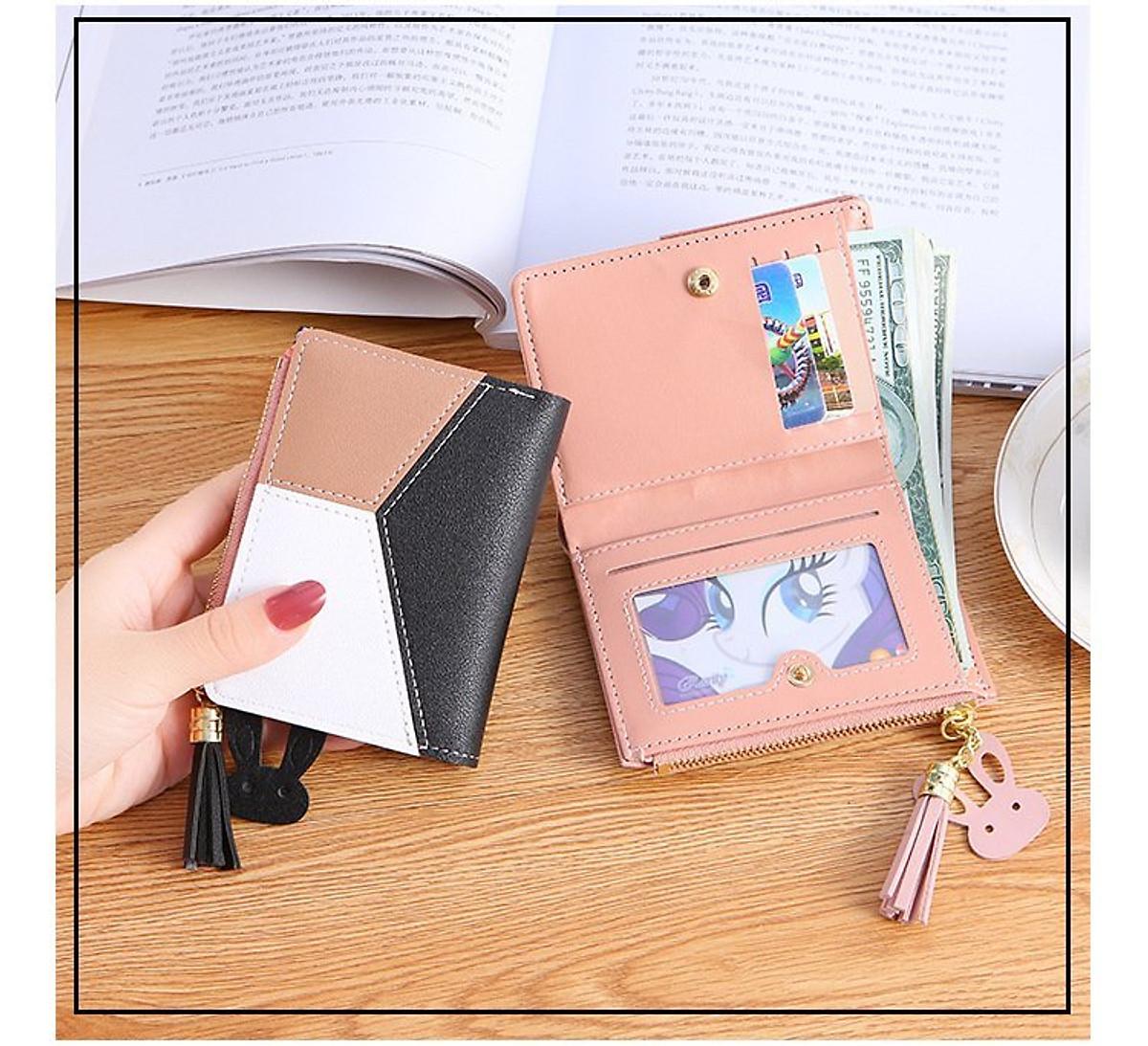Ví Nữ Mini Ngắn Cầm Tay Phong Cách Hàn Quốc phụ kiện dây đeo trái tim (có hàng sẵn) (Hàng Chính Hãng)