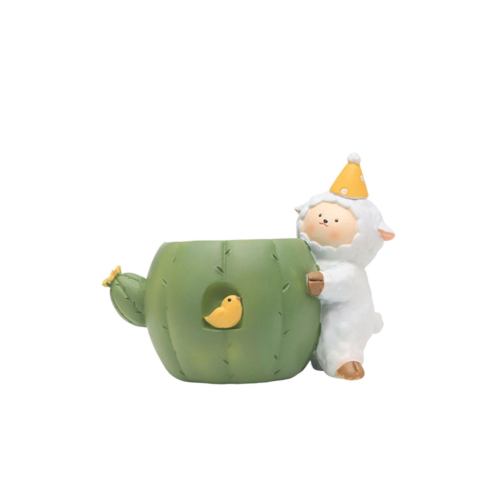 2x flower Planter Resin Ornament Decorative for Windowsill