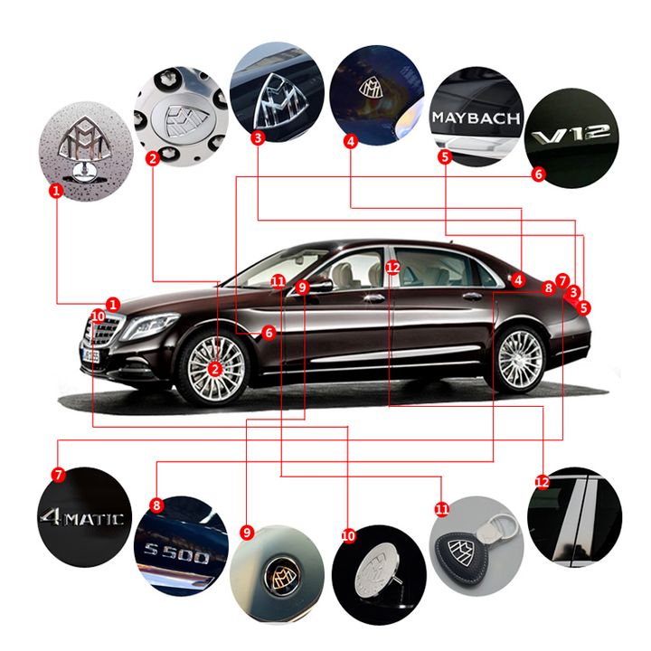 Logo biểu tượng phía sau xe MayBach cao cấp, mã: G80705