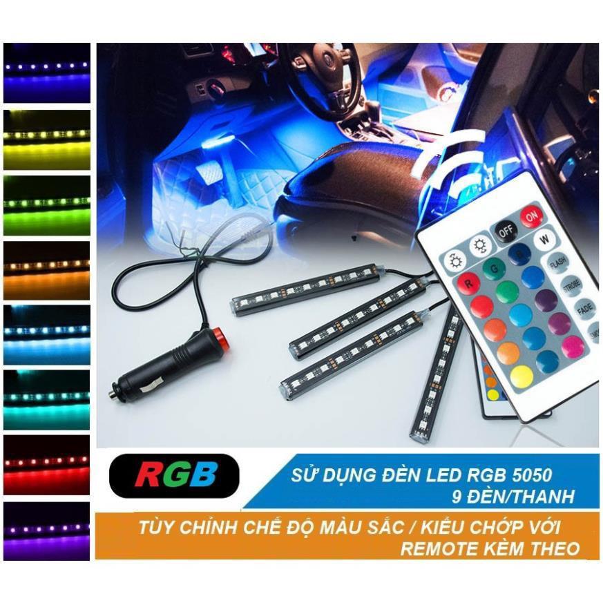 ️GIÁ TỐT️ Bộ Đèn Led Cảm Biến Mạch_Trang Trí Gầm Ghế, Gầm Taplo, Chân Thắng _ Có Điều Khiển Đổi 8 Màu Cao Cấp