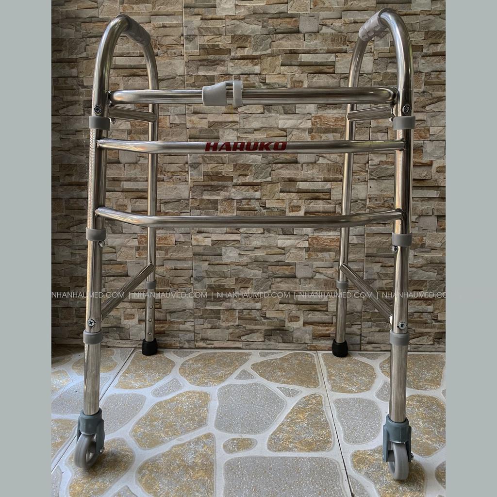 Khung Tập Đi Inox Có Bánh Xe, Khung Tập Đi Haruko Hỗ Trợ Người Già, Người Khuyết Tật