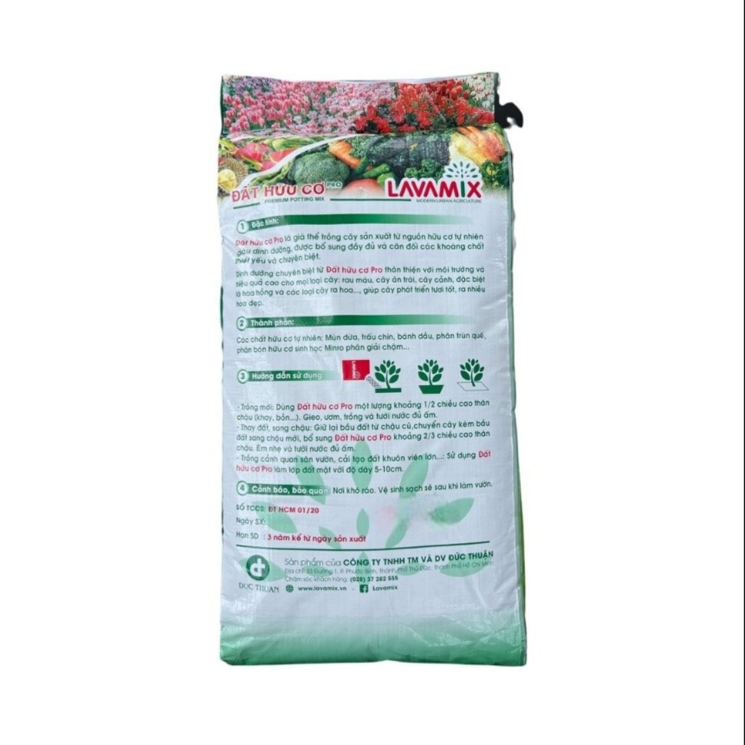 Đất hữu cơ cao cấp Lavamix bao 50dm3 khoảng 23kg hiệu quả cho cây ra hoa, cây cảnh, rau màu và cây ăn trái, đặc biệt cho hoa hồng