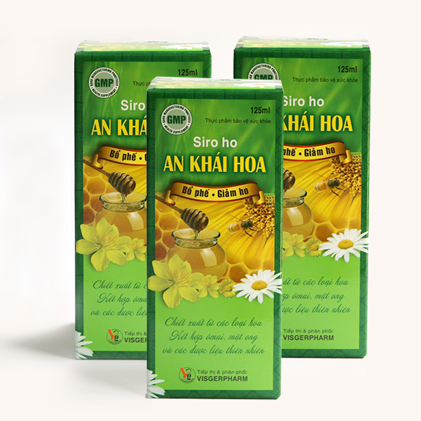 Bộ 3 Hộp thực phẩm bảo vệ sức khỏe Siro An Khái Hoa hỗ trợ giảm ho, long đờm, bổ phế, khàn tiếng
