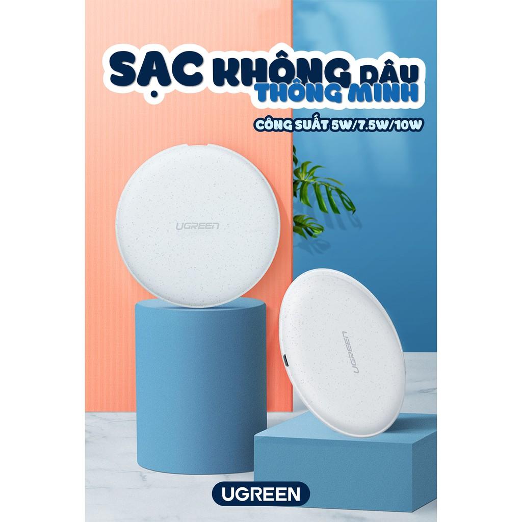 Sạc không dây công nghệ Qi 10W UGREEN 60112, sử dụng cho các dòng điện thoại iPhone - Hàng chính hãng