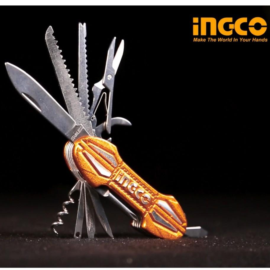 Bộ dao phượt đa năng bỏ túi 15 chức năng INGCO HMFK8158 dao sinh tồn đồ phượt cắt gọt khui nước ngọt cưa gỗ vặn vít