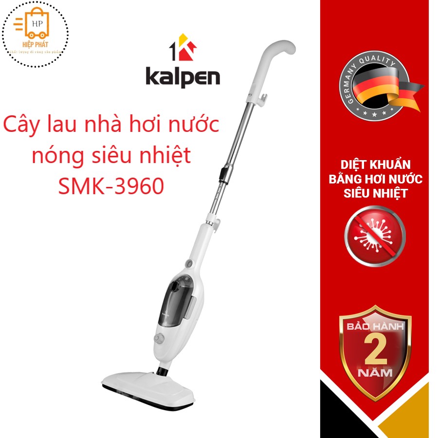 Cây Lau Nhà Diệt Khuẩn Hơi Nước Nóng Siêu Nhiệt Kalpen SMK-3960, Bàn Lau Xoay Đa Hướng Thương Hiệu Đức - Hàng chính hãng