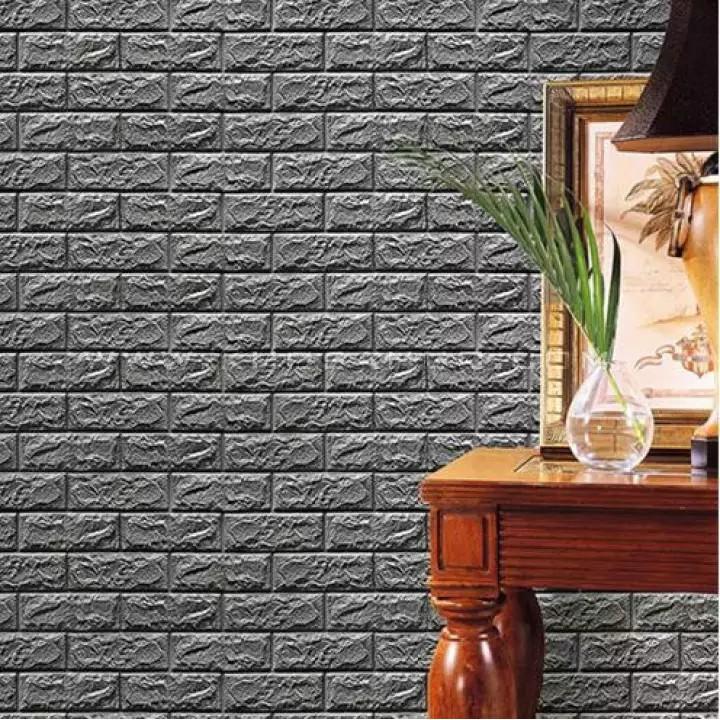 Giấy /Xốp Dán Tường Giả Gạch 3D MÀU XÁM- Giá Rẻ- Đa Dạng Tạo Không Gian Sống Sang Trọng, Sach Sẽ