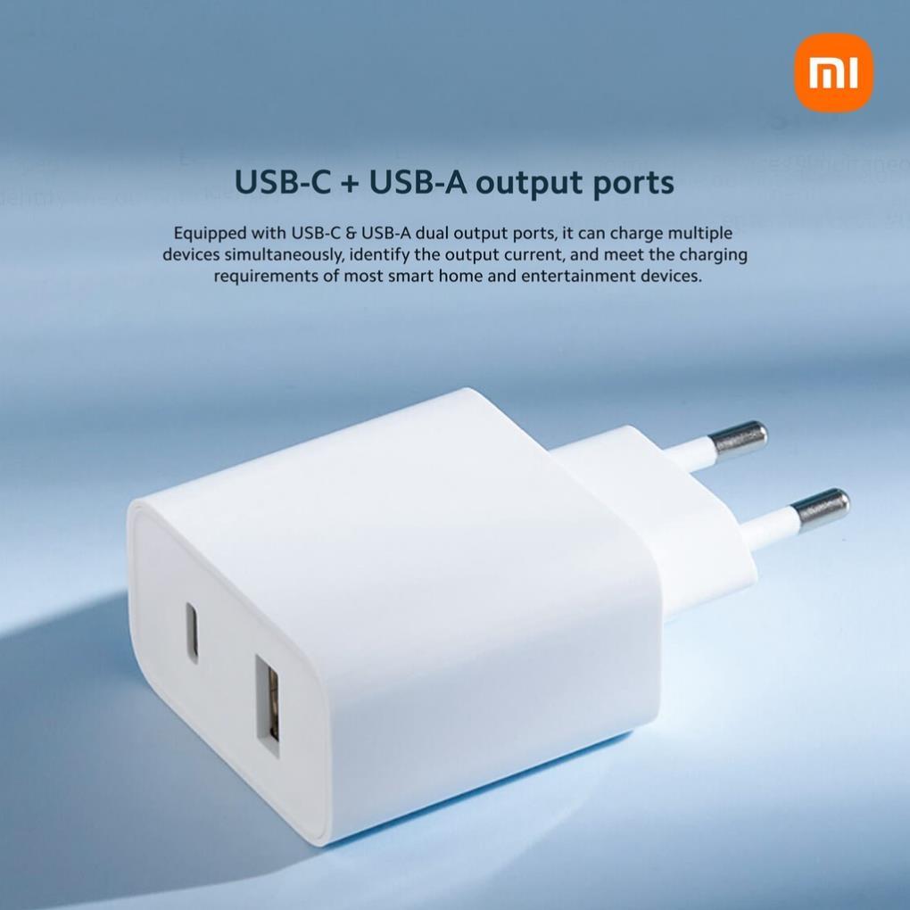 Adapter cốc củ sạc Xiaomi Mi 33W ( Type-A+Type-C ) EU Wall Charger BHR4996GL - Hàng chính hãng