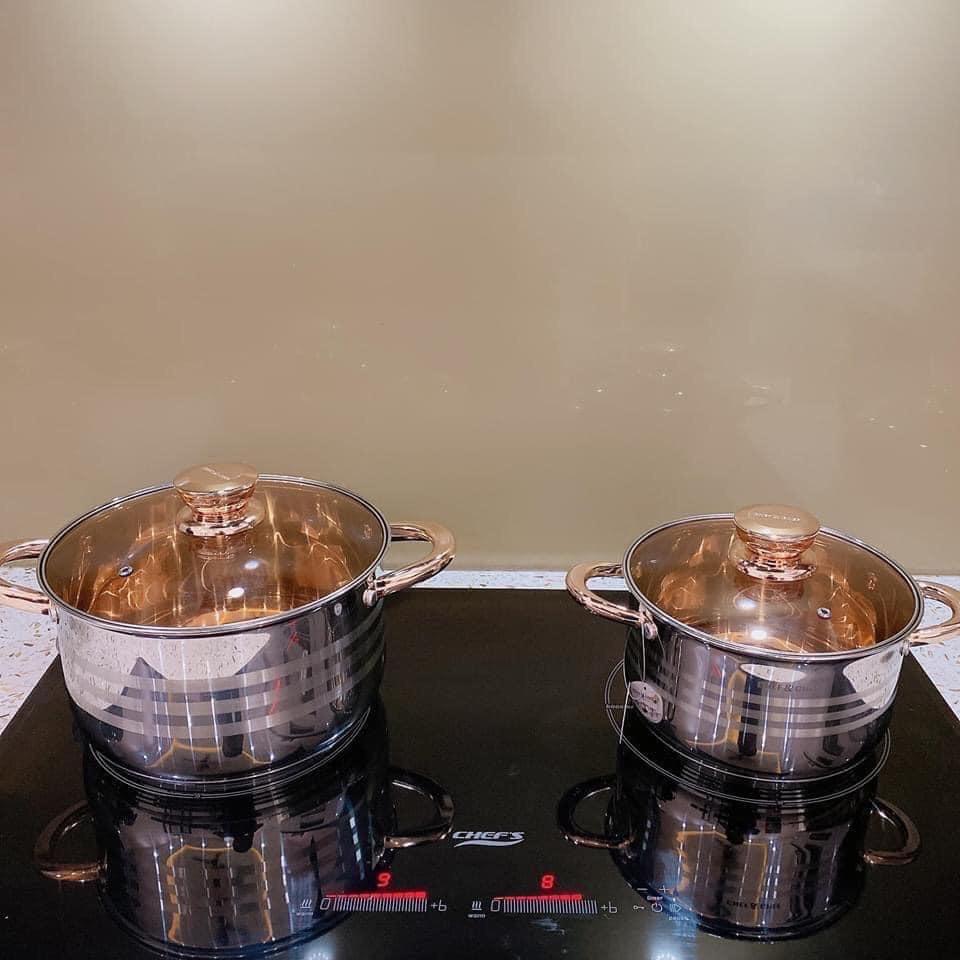 BỘ NỒI VÀ CHẢO 6 MÓN VUNG KÍNH CHEF&CHEF CỰC ĐẸP
