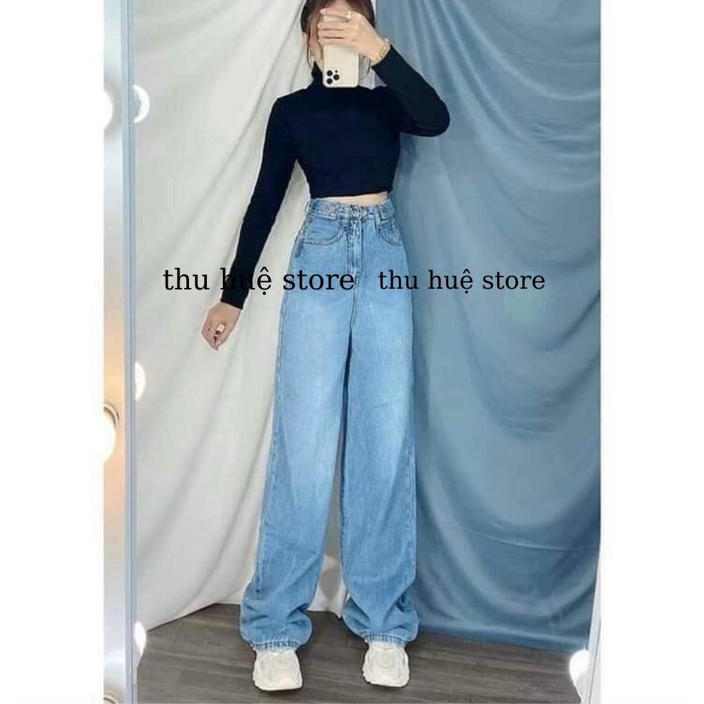Quần Jean Nữ Ống Rộng Khuy Kiểu AA3 Kèm Ảnh Chụp Thật 100% From Chuẩn Mẫu