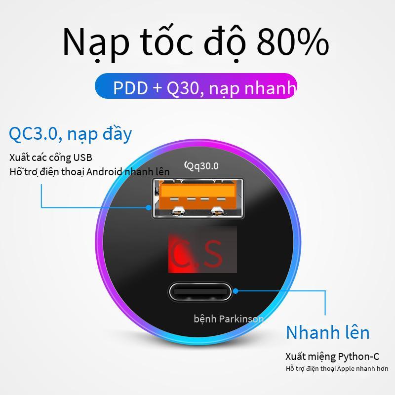 Bộ sạc xe hơi màn hình kỹ thuật số kiểu mới nhất Bộ sạc xe hơi PD Bộ sạc xe hơi kép USB QC3.0 sạc nhanh Bộ sạc xe hơi Type-c Đầu sạc nhanh PD