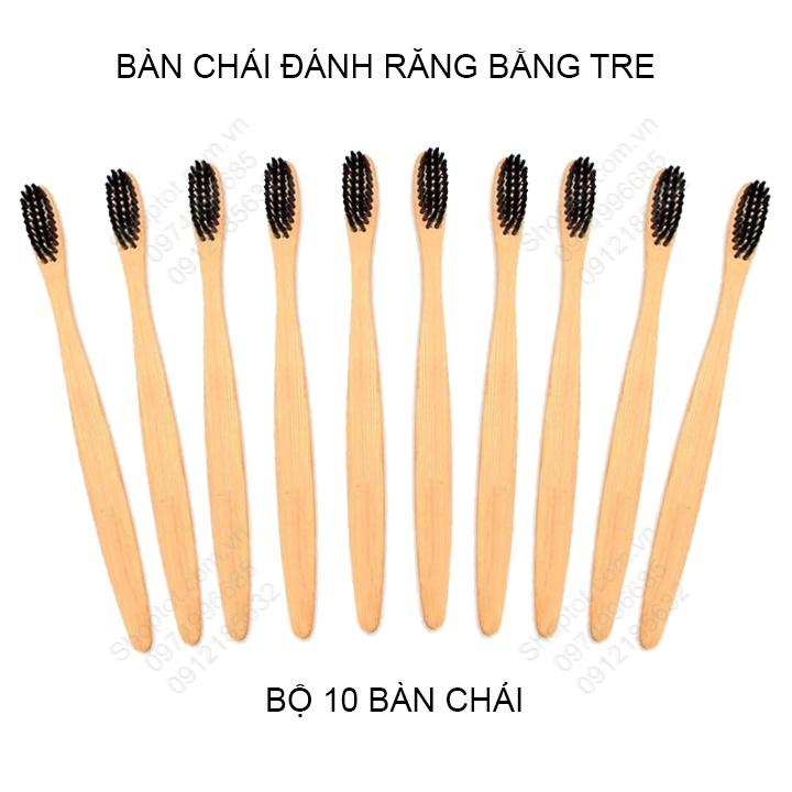 Bàn chải đánh răng bằng tre tự nhiên cho người lớn, bộ 5 cái hoặc 10 cái tùy chọn
