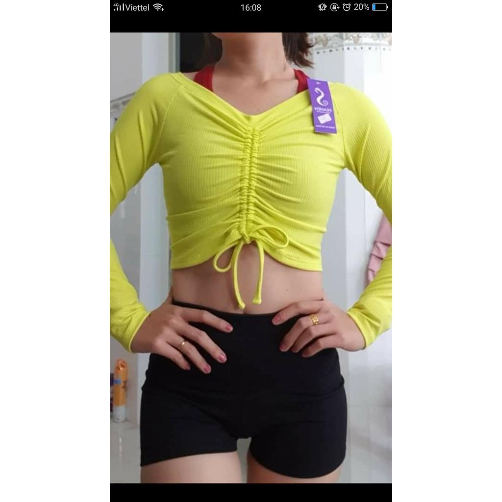 Đồ tập gym nữ️FÁo tập dáng croptop trẻ trung siêu đẹp tập gym yoga aerobic, có ảnh thật shop mặc