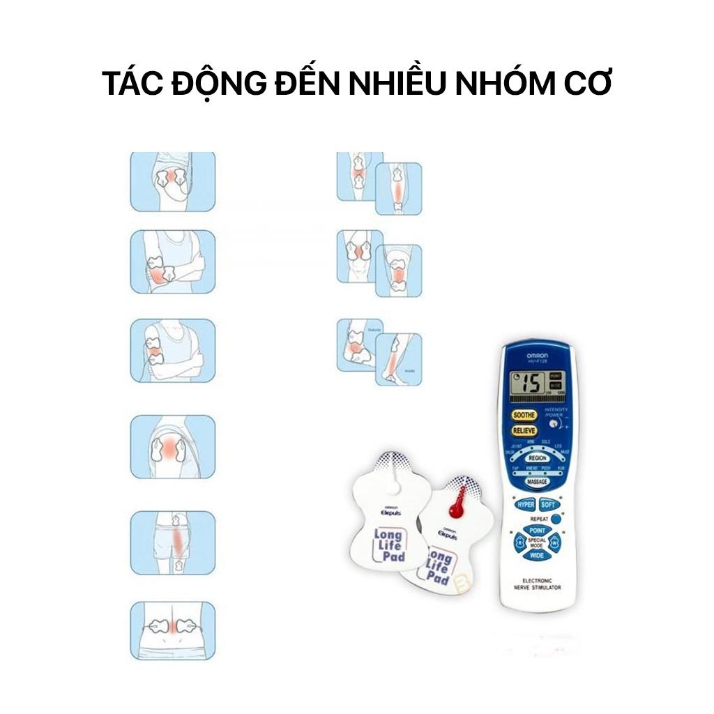 Máy Mát Xa Cổ Vai Gáy OMRON HV-F128 - Máy Massage Xung Điện Trị Liệu 12 Chế Độ Tự Động Theo Từng Vùng Cơ, Bảo Hành 1 Năm