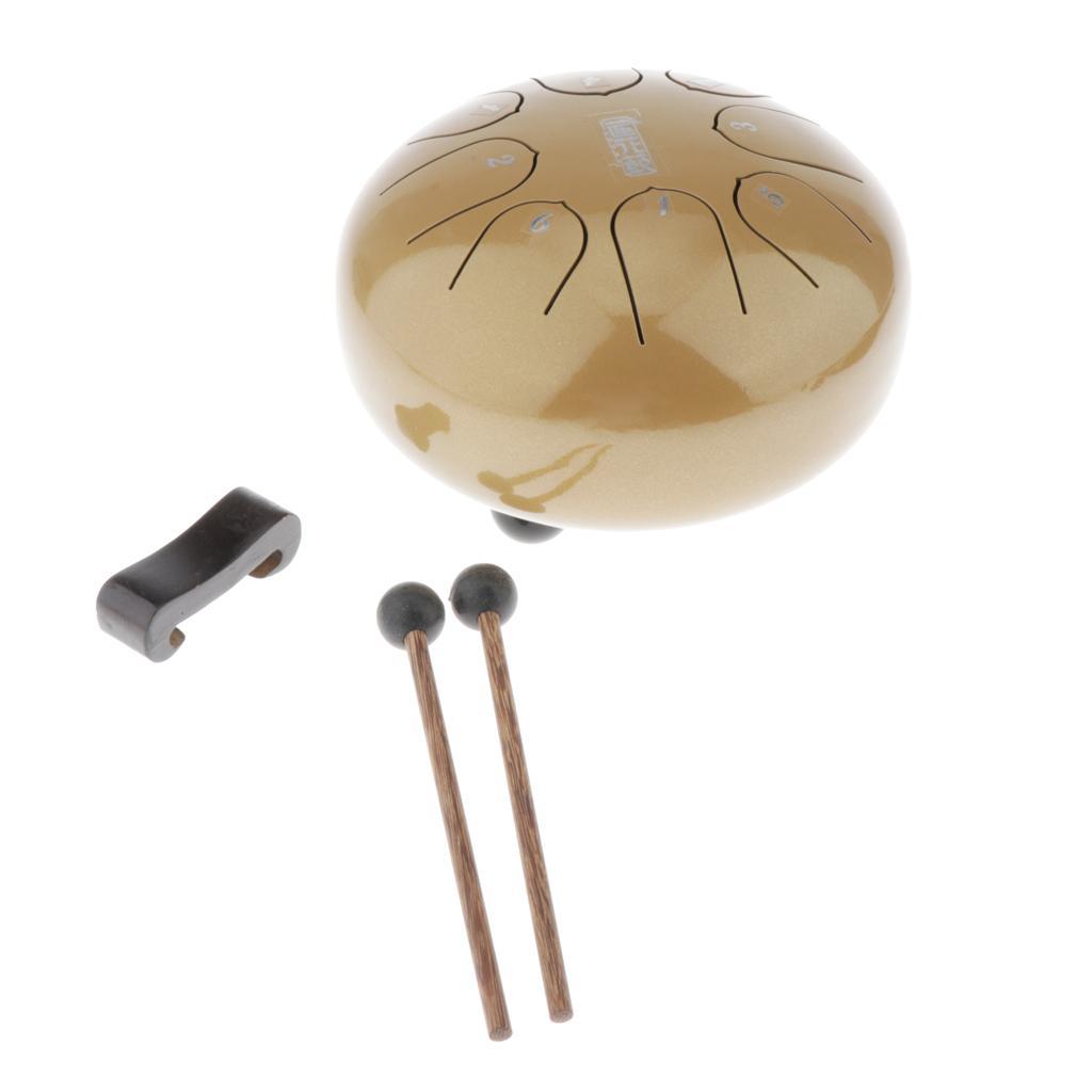 6 Inch Mini 8-Tone Steel Tongue Drum F Key Percussion Instrument Hand Pan Drum with 2pcs Drum Mallets