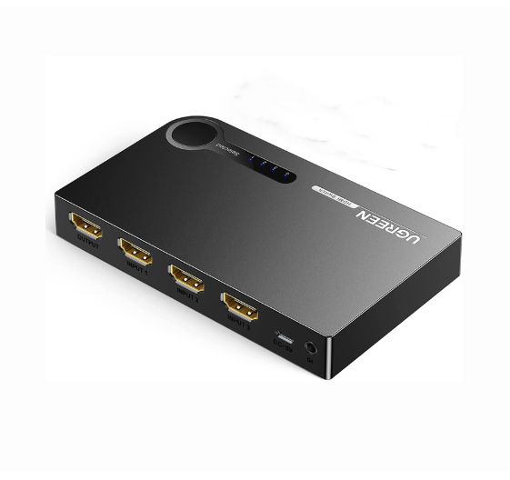 Ugreen 90800 4K60Hz Bộ gộp HDMI 2.0 3 vào 1 ra kèm cáp cấp nguồn USB-C dài 1M + remote cm598 - Hàng chính hãng