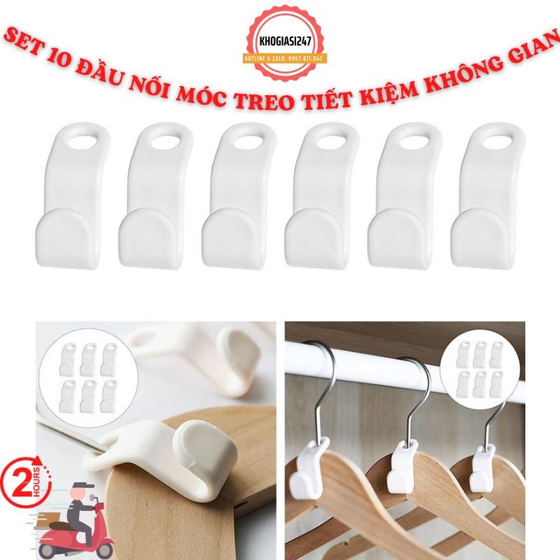 10 Đầu nối móc treo quần áo xếp tầng bằng nhựa đa năng, tiết kiệm diện tích không gian giúp tủ đồ luôn gọn gàng