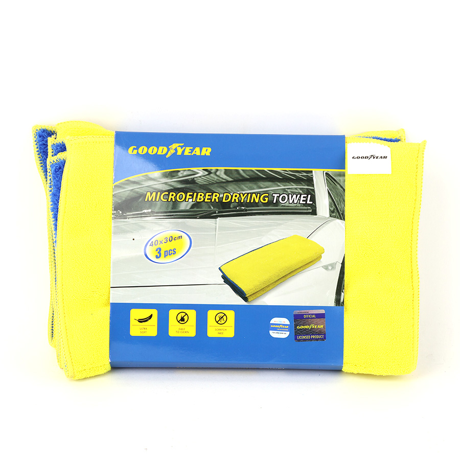 Combo 3 Khăn Lau Đa Năng Microfiber GOODYEAR GY-5599 (40*30cm) Không Gây Trầy Xước Thấm Hút Bụi Siêu Sạch - Nhập Khẩu Chính Hãng
