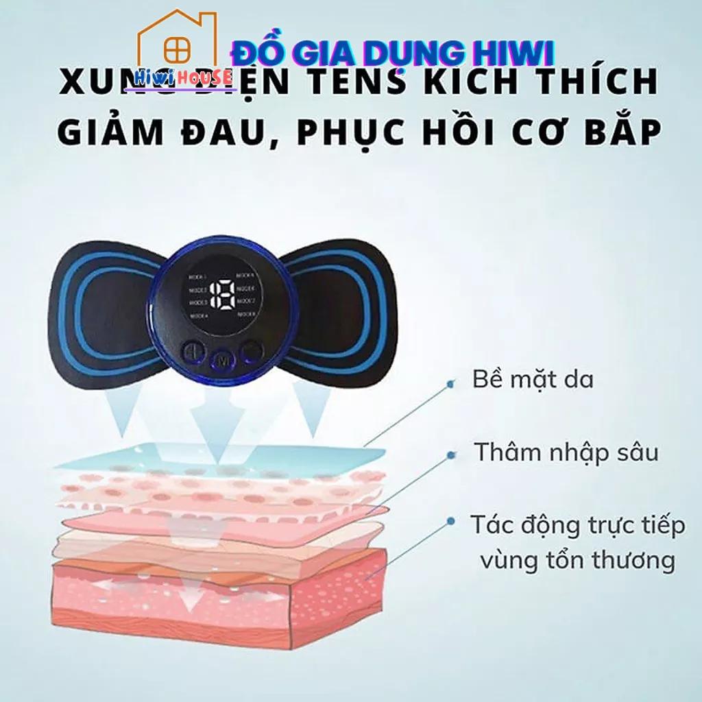 Miếng Dán Massage Xung Điện EMS Cao Cấp, Máy Massage Mini Toàn Thân Màn Hình LED 8 Chế Độ -19 Cường Độ Giảm Đau Hiệu Quả