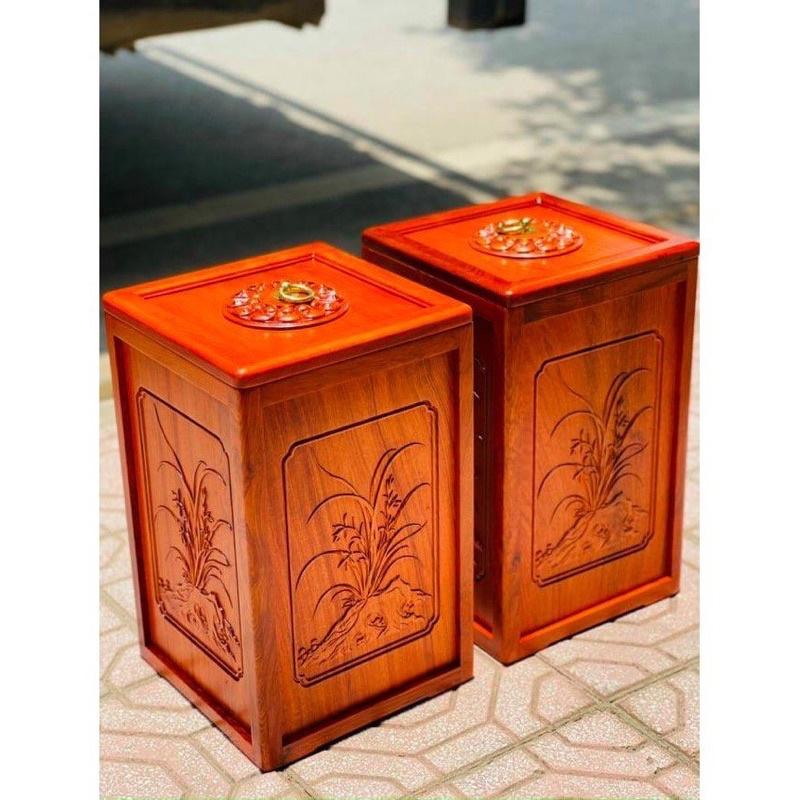 Thùng đựng rác gỗ hương cao cấp 25x40cm