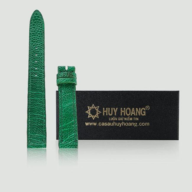 Dây đồng hồ Huy Hoàng da đà điểu size nhỏ màu xanh lá cây hp8464