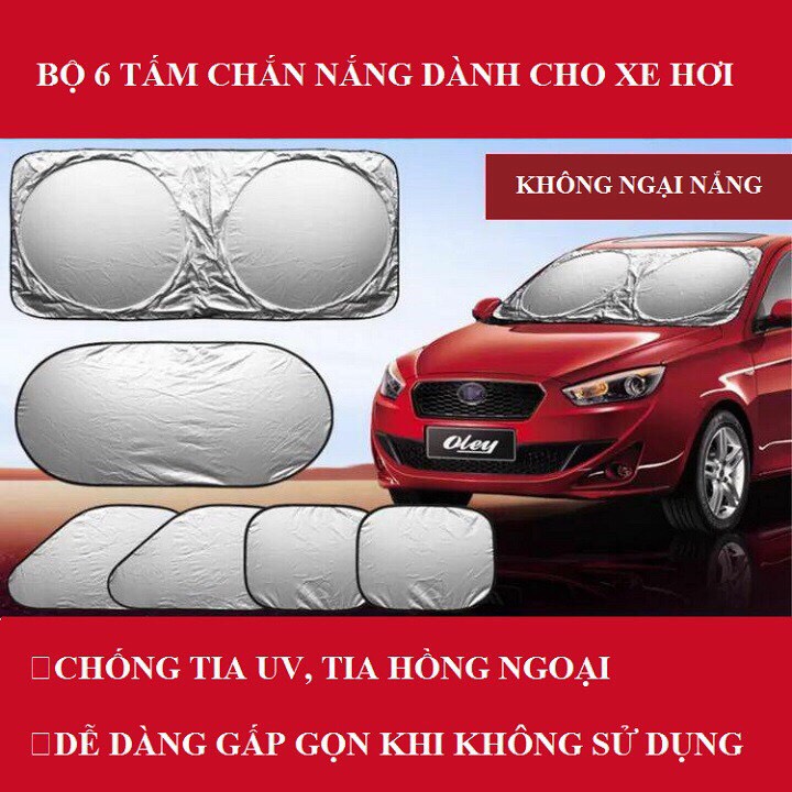 Bộ chắn nắng cửa kính ô tô, xe hơi 4-5 chỗ chống tia UV gấp gọn (tặng kèm túi đựng)