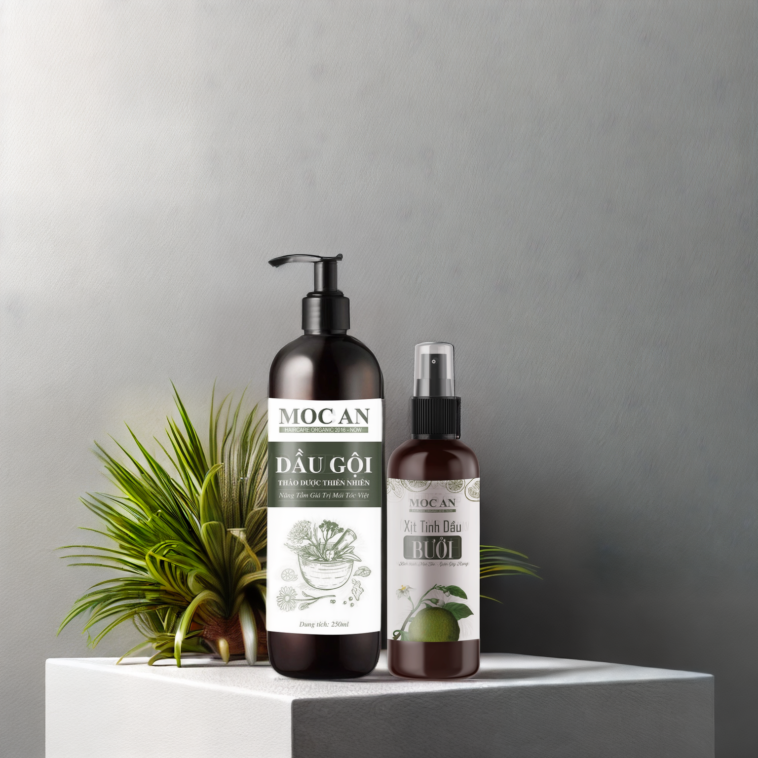 Dầu Gội Thảo Dược Xịt Tinh Dầu Vỏ Bưởi Da Xanh Mộc Ân Haircare