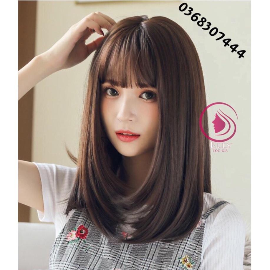 Tóc giả nữ nguyên đầu dáng lửng 40cm trẻ trung - TG34