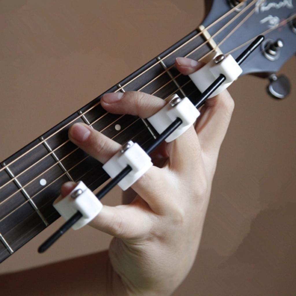 Wood 6 Frets Mini Pocket Guitar with Adjustable Finger Trainer, for Kids