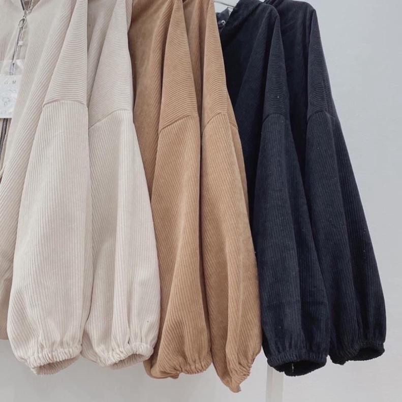 Áo Khoác Da Lộn 2 Lớp Trơn Tay Cánh Dơi Có Mũ Khóa Dây Kéo Hottren Form Dưới 65kg