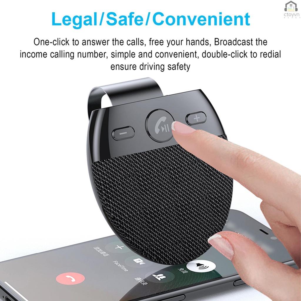 Loa bluetooth không dây có kẹp gắn xe hơi hỗ trợ gọi điện thoại rảnh tay rõ ràng và phụ kiện