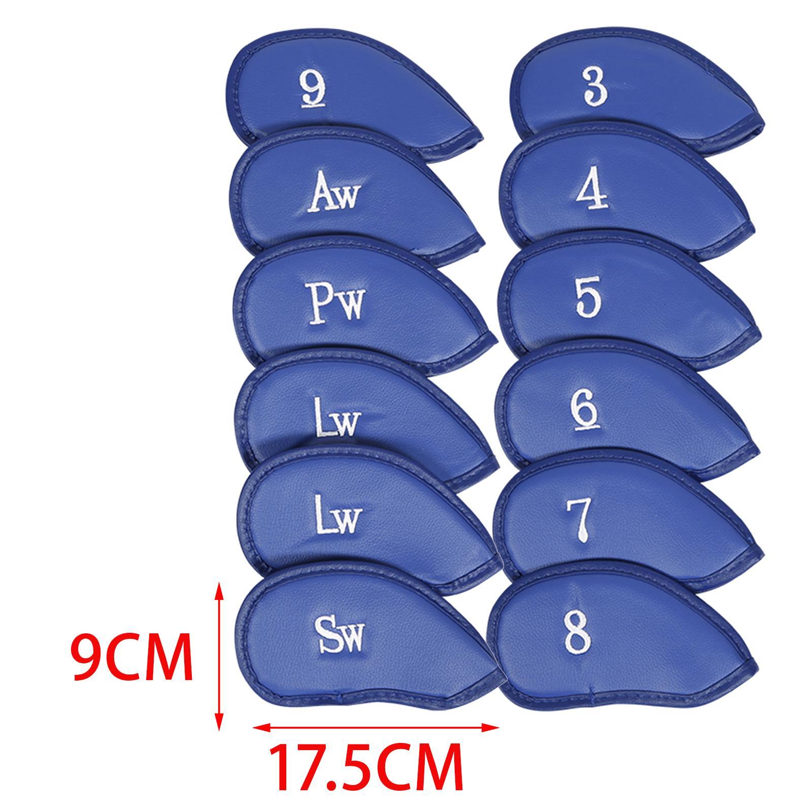 12x Golf Iron Head Covers Set Head Protector Golf Clubs Case PU Golf Club Headcover Golf Wedges Headcovers for Unisex Golf Training Supplies