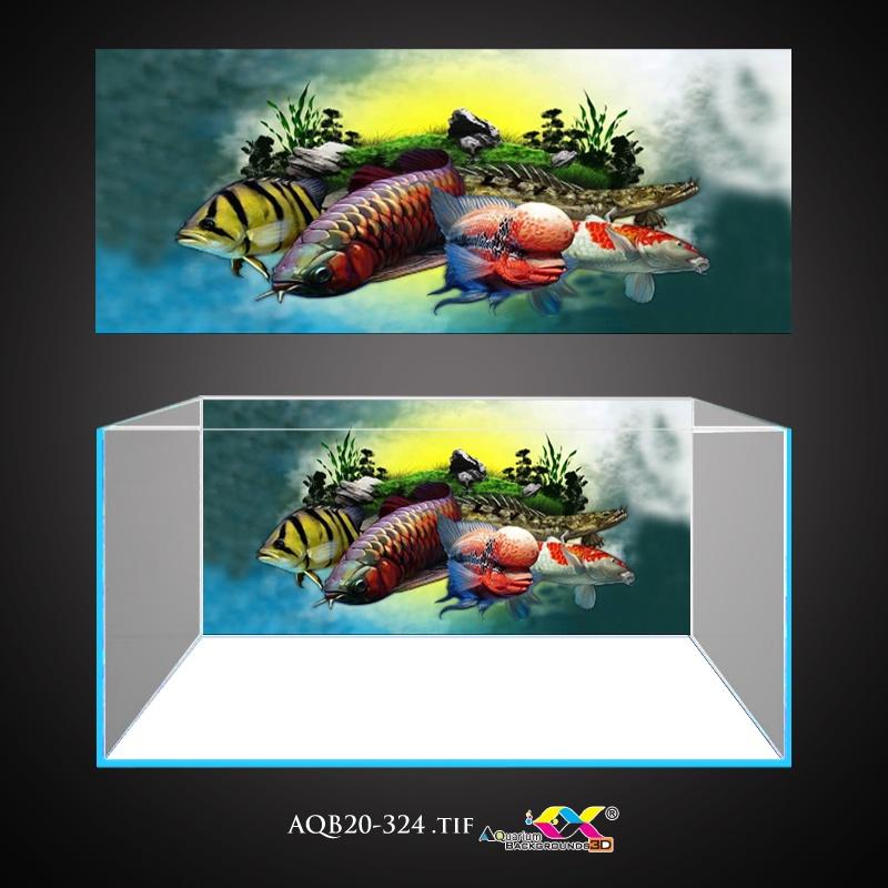 Tranh 3D Koifish, Tranh Dán Bể Cá,Koi đi tuần , in tranh theo kích thước yêu cầu