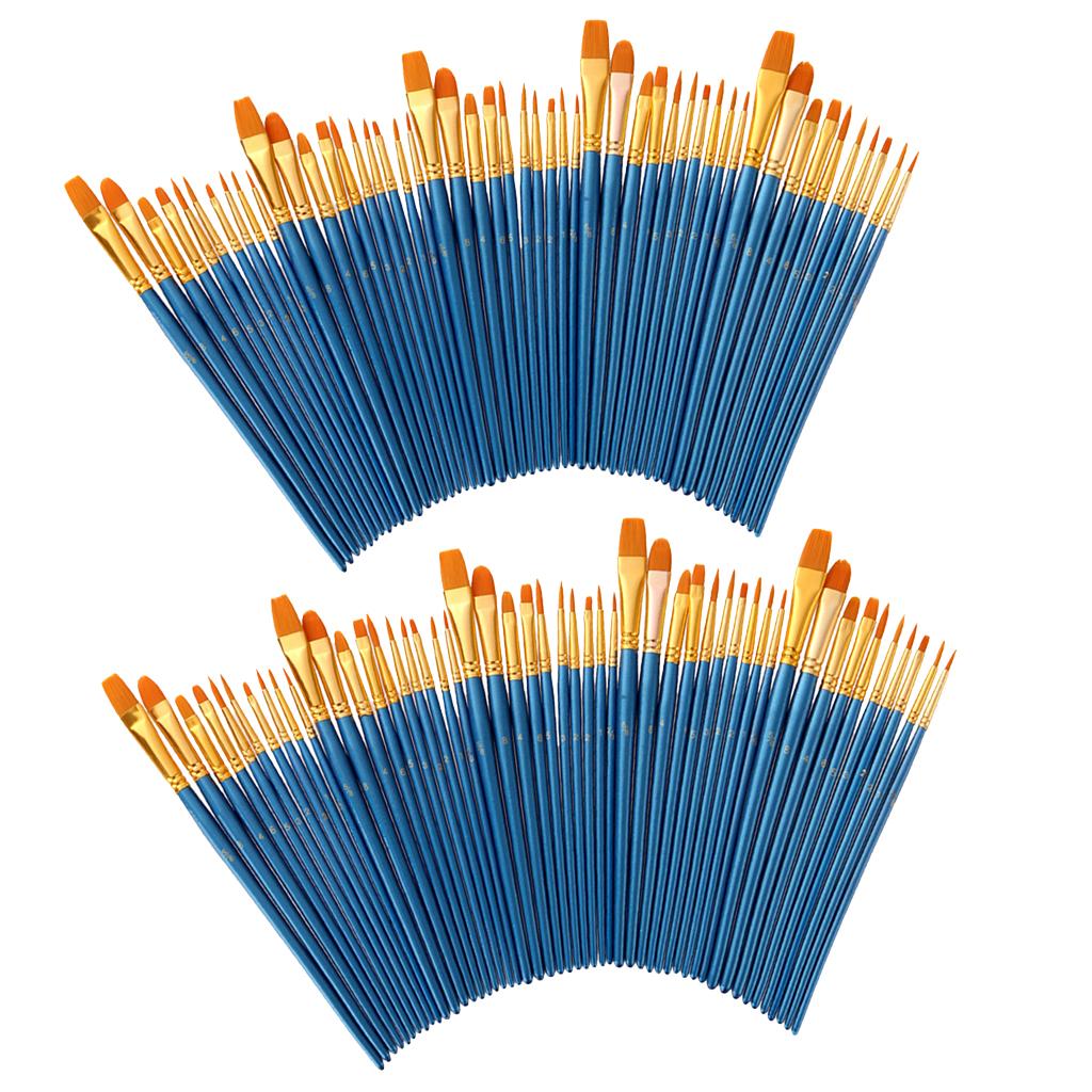 100 Miếng Gỗ Lông Nylon Tranh Bàn Chải cho Màu Nước Acrylic Tranh Sơn Dầu